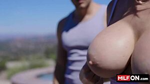 blonde milf trainer rachael cavalli tempts student codey with her huge tits seduction