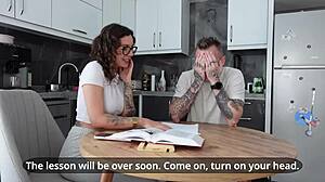 english tutor bends over for rough doggystyle pounding her tight pussy and natural tits bounce wildly!