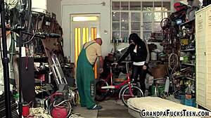 Pee-drenched teen 18+ seduces grandpa into hardcore oral and fucking frenzy