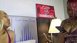 ebony sniper licks black pussy deep making her squirm and drip in lesbian frenzy