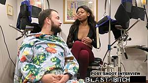 minnie rose's pretty face blasts with hot cum right after her deep blowjob session