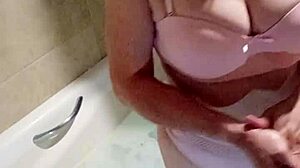 spot naked girlfriend's friend in bathtub, rip clothes and fuck her wet pussy doggystyle till she drips