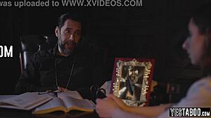 What if a horny priest bends over this curvy teen for hard anal assfucking?