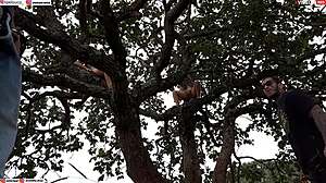 Ripping Clothes Off Blonde and Brunette Tree Fuck Orgy!