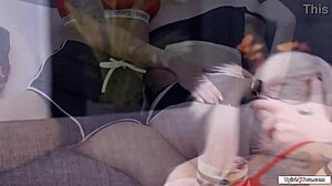 tattooed milf sucks shemale izzy wilde's cock deep and hard