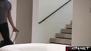 Petite Blonde Emma Rosie Stretches Ass on 10 Inch Huge BBC Interracial Anal Orgasm