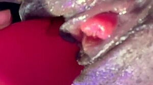 😍 close up on her cute ebony pussy's intense wet orgasm