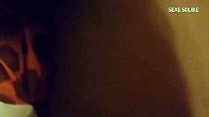 he pounds ebony girlfriend hard wearing condom over red panties before creampie finish