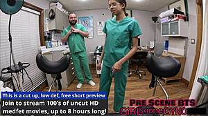 doctor tampa and aria nicole perform latex glove procedure on patient