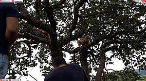 Ripping Clothes Off Blonde and Brunette Tree Fuck Orgy!