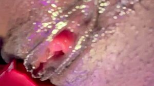 😍 close up on her cute ebony pussy's intense wet orgasm