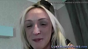 wanna see this costumed british blonde suck monster shlong?