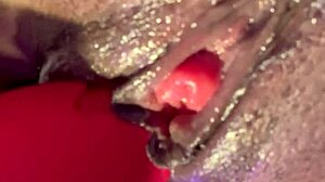 😍 close up on her cute ebony pussy's intense wet orgasm