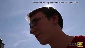 Hunt4k: Nerdy cuckold watches his girlfriend fucked hard by muscular stud!