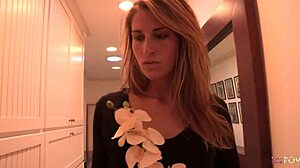 blonde intruder drags brunette to bed for ass eating and fingering