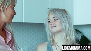 Teen Annie Archer and Stepmom London River mutually dildo fuck lick pussies taboo lesbian