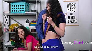 Two Horny Saree Friends Caught Shoplifting Face Kinky Jewelry Punishment