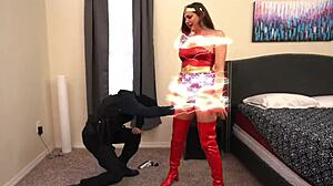 Sadie Holmes as Wonder Woman rides big cock cowgirl licks pussy submissive orgasm cosplay fuck!