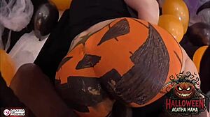 agatha brazilian milf fucks bbc jack olantern halloween anal toy gaping