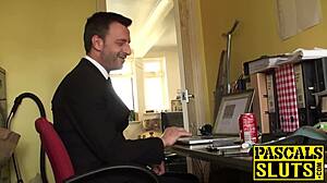 bound british sub in fishnets takes rough maledom pounding doggystyle deepthroat cum