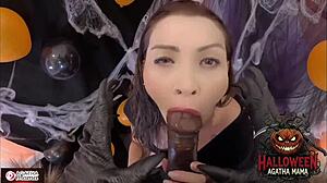 agatha brazilian milf fucks bbc jack olantern halloween anal toy gaping