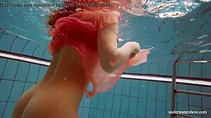 damn hot deniska strips wet underwater in ripped bikini