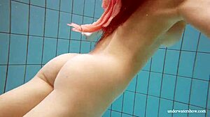 damn hot deniska strips wet underwater in ripped bikini