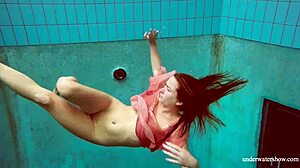 damn hot deniska strips wet underwater in ripped bikini