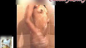 Skinny Latina Masturbates on Video Call in Shower Part 1