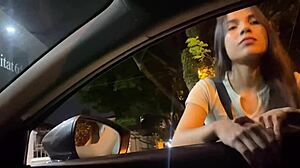 swallowing stranger's monster cock in car public oral facial for teen