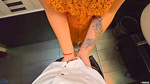 stranger sneaks cum into my wet panties restaurant toilet tease