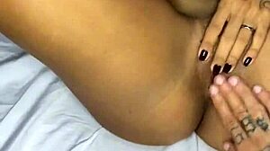 Damn! Busty Brazilian babe rides crooked monster cock no mercy!