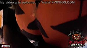 agatha brazilian milf fucks bbc jack olantern halloween anal toy gaping