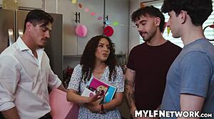 liv's birthday turns wet when stepsons nade nick tony make her dream cum true groping fucking