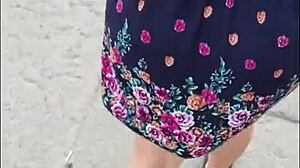 Puta Callejera Upskirt Teases Latina Whore Street Skirt Lingerie