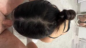 teasing student brunette begs for cum filling her young mouth in homemade clip