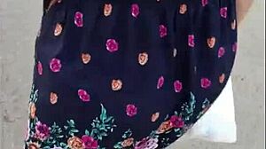 Puta Callejera Upskirt Teases Latina Whore Street Skirt Lingerie