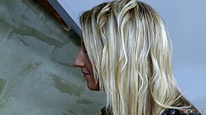 Heart racing as petite blonde licks every drop of cum post wild cowgirl ride