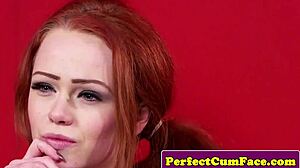 god, this ginger british babe sucks cock til massive facial cumshot
