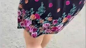 Puta Callejera Upskirt Teases Latina Whore Street Skirt Lingerie