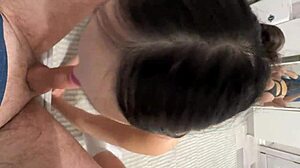 teasing student brunette begs for cum filling her young mouth in homemade clip