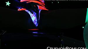 romi crams toys deep in her smooth shaved slit