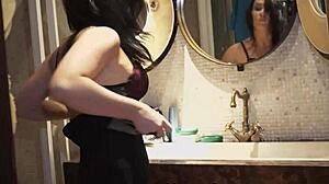 young tattooed kristina bends over panties down for doggystyle cumshot pounding