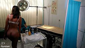 Doctor probes patient in intense gyno exam fetish hospital session