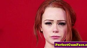 god, this ginger british babe sucks cock til massive facial cumshot