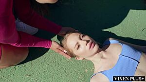 Vixenplus bella spark seduces milan cheek bent over for deepthroat cowgirl threesome