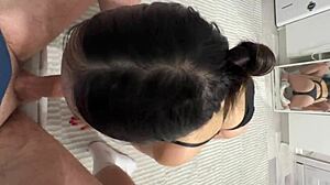 teasing student brunette begs for cum filling her young mouth in homemade clip