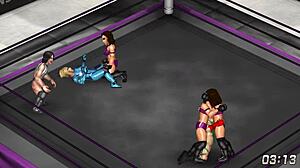 Lesbian Wrestlers Cammy and Samus Battle in Fire Pro Ring