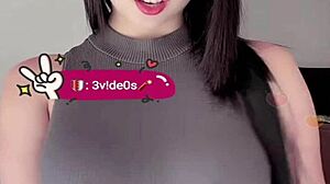 Petite Colombian bombshell flaunts her massive tits wildly