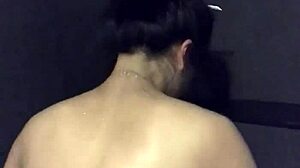 asian milf slut housewife sneaks dildo vibrator into gym shower for wet masturbation